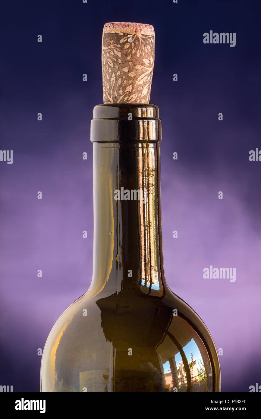 bottle of wine with cork stopper Stock Photo
