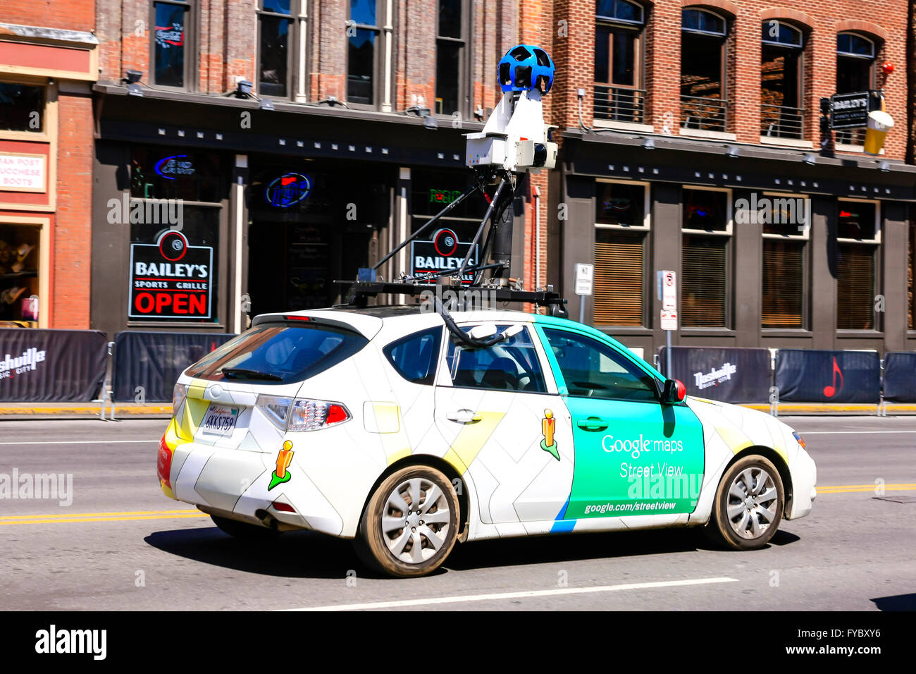 Google Map vehicle on Broadway in downtown Nashville, Tennessee Stock Photo