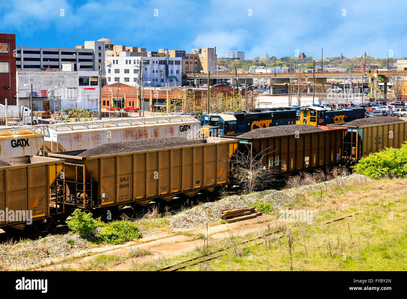 Coal trucks in the Nashville railway freight yard Stock Photo