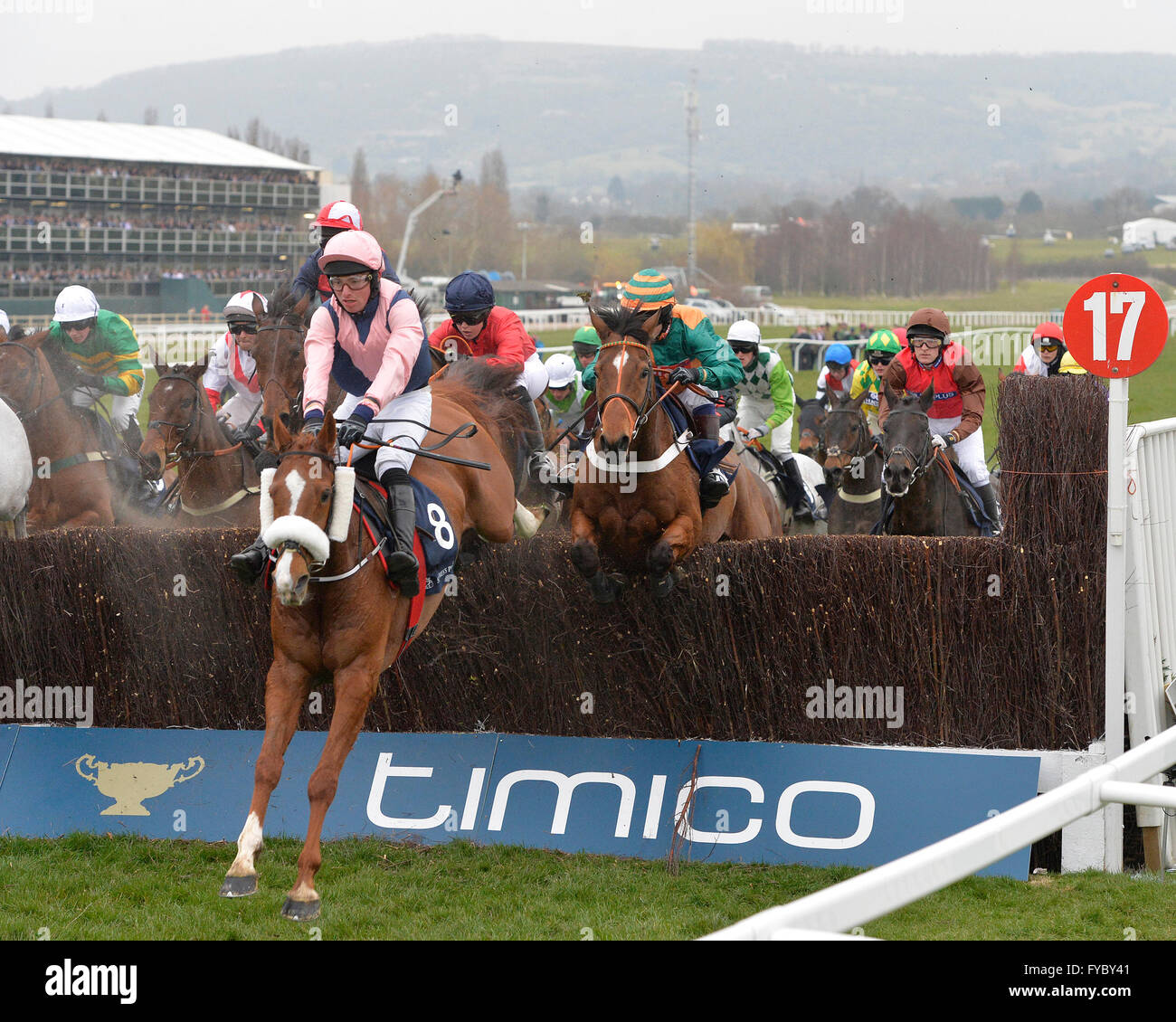 Cheltenham Gold Cup Day 18.03.16 Race 5 Foxhunter Chase action Stock Photo