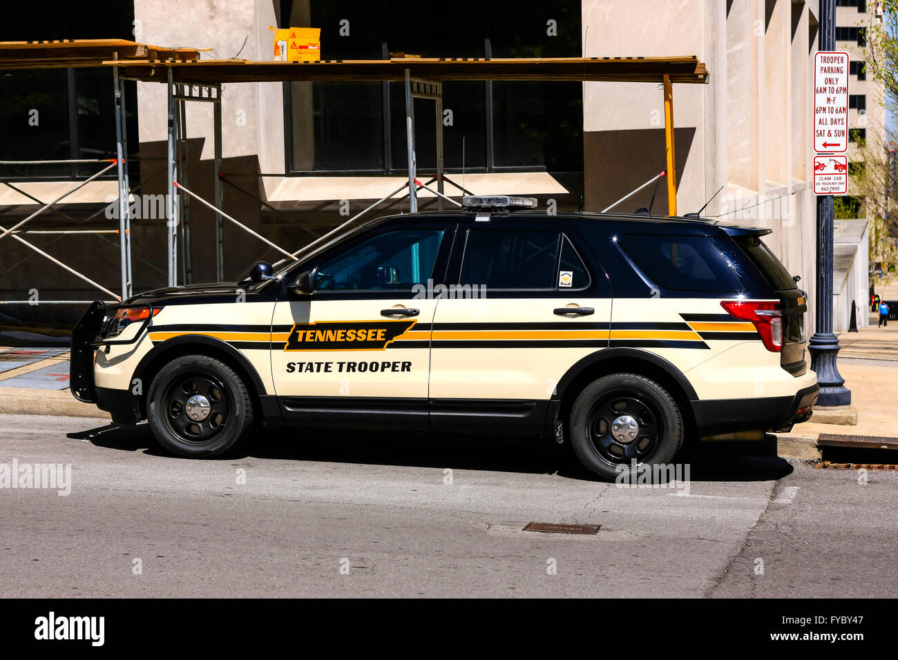 A Tennessee State Trooper vehicle parked on the street in Nashville Stock Photo