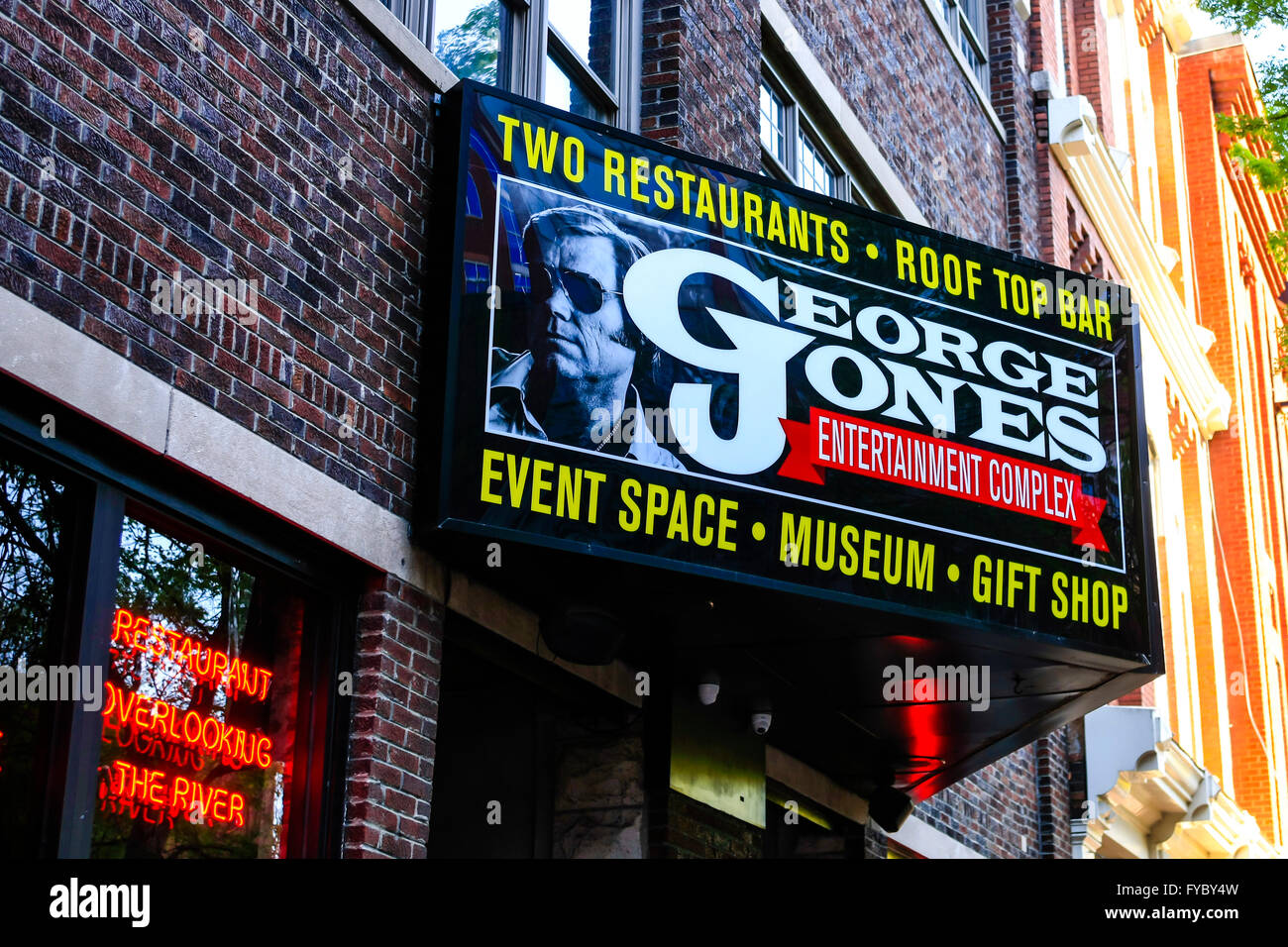 Sign outside the entrance to the Jones rooftop Restaurants in