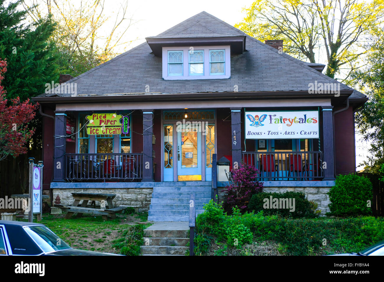 Fairytales and the Pied Piper Creamery in a quaint cottage on 11th Street in East Nashville Stock Photo