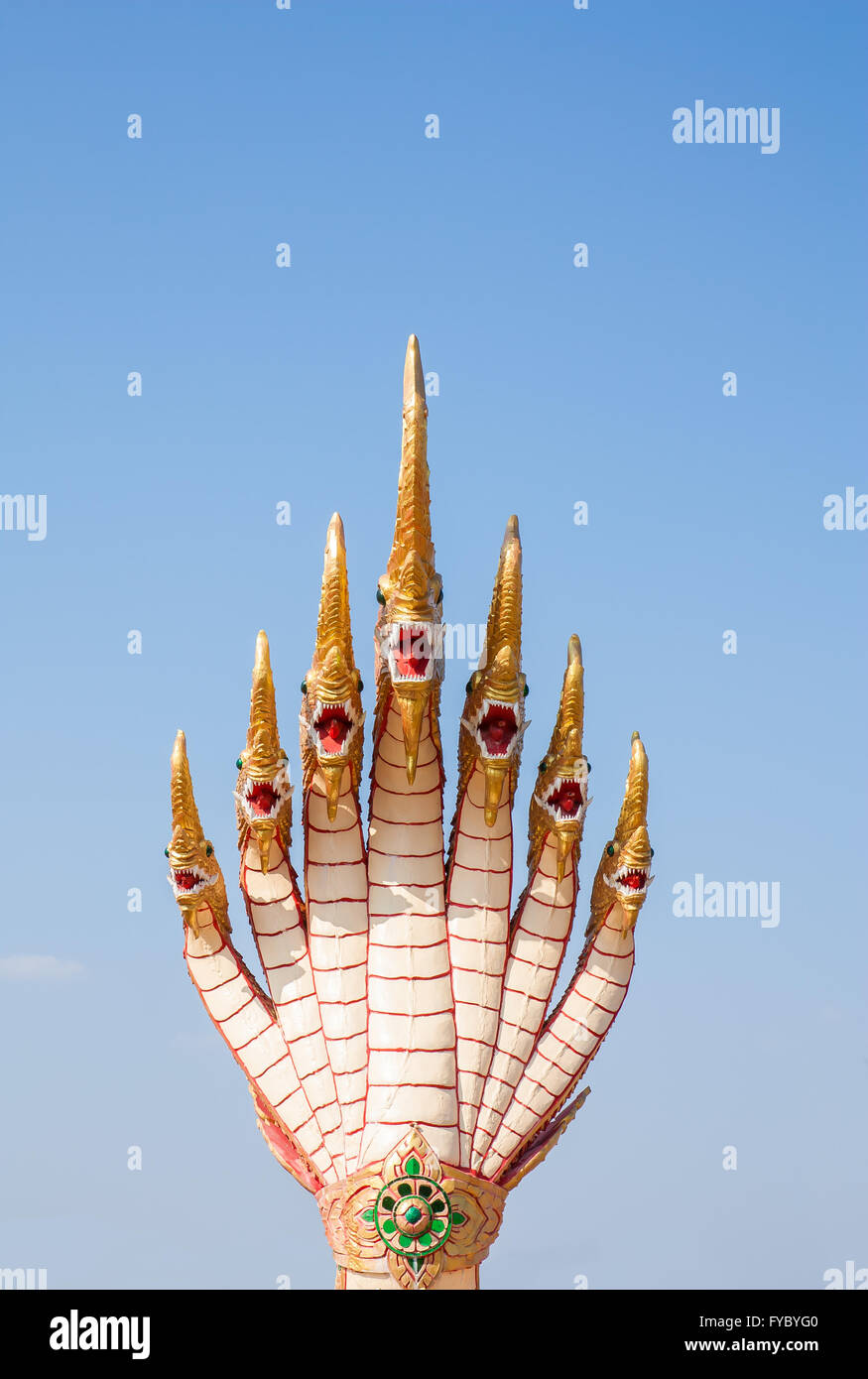 seven naga heads statue famous symbol of sakonnakhon, thailand Stock