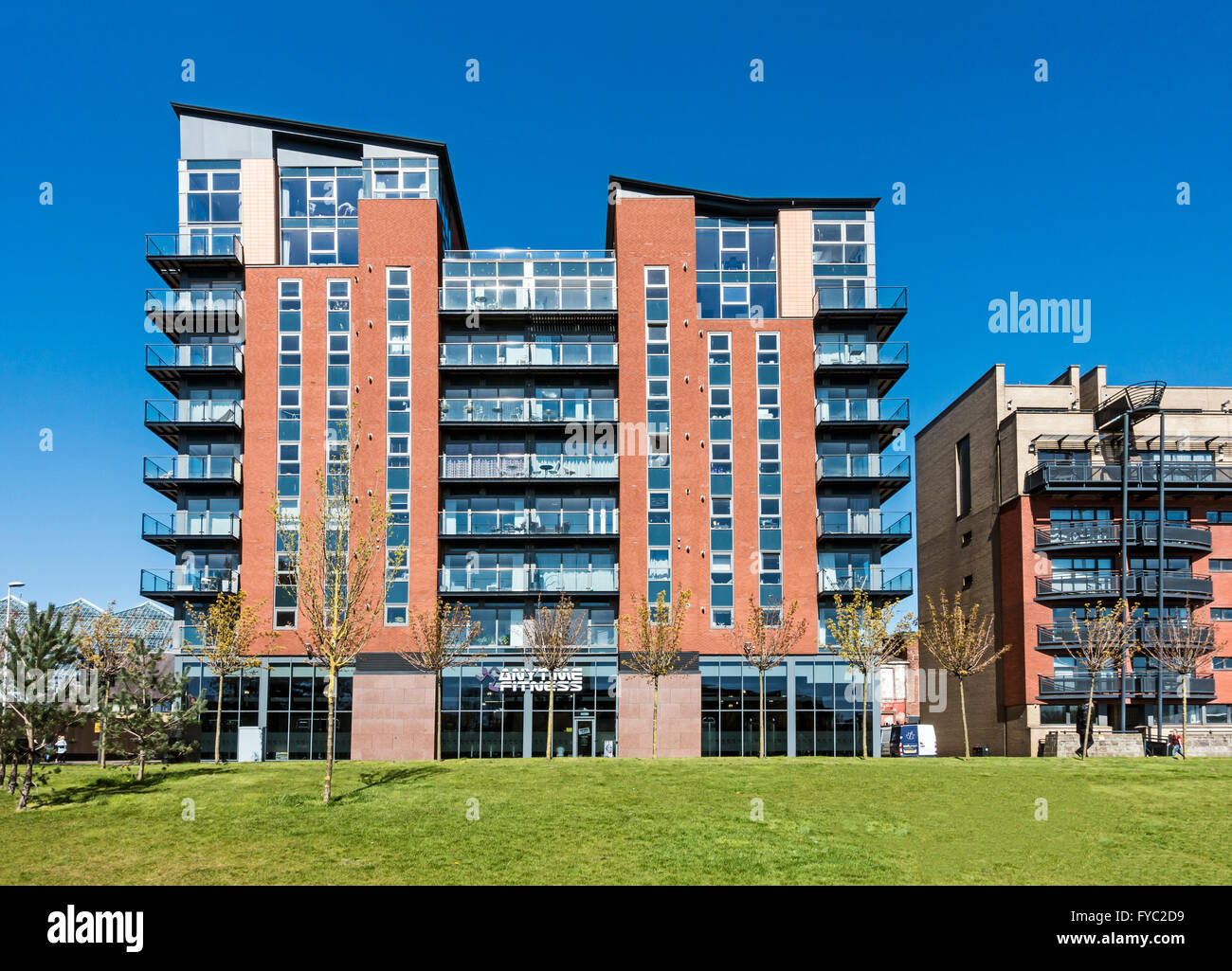 Building with flats in Metropole Clyde Street Glasgow Scotland Stock Photo