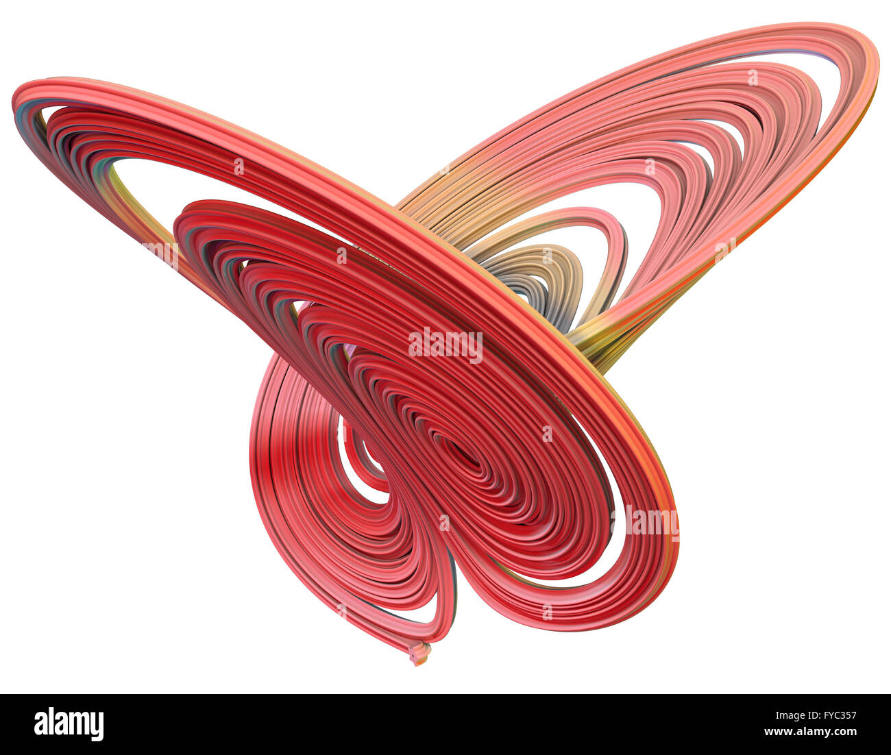 3D illustration of abstract figures made of elastic ribbons Stock Photo ...