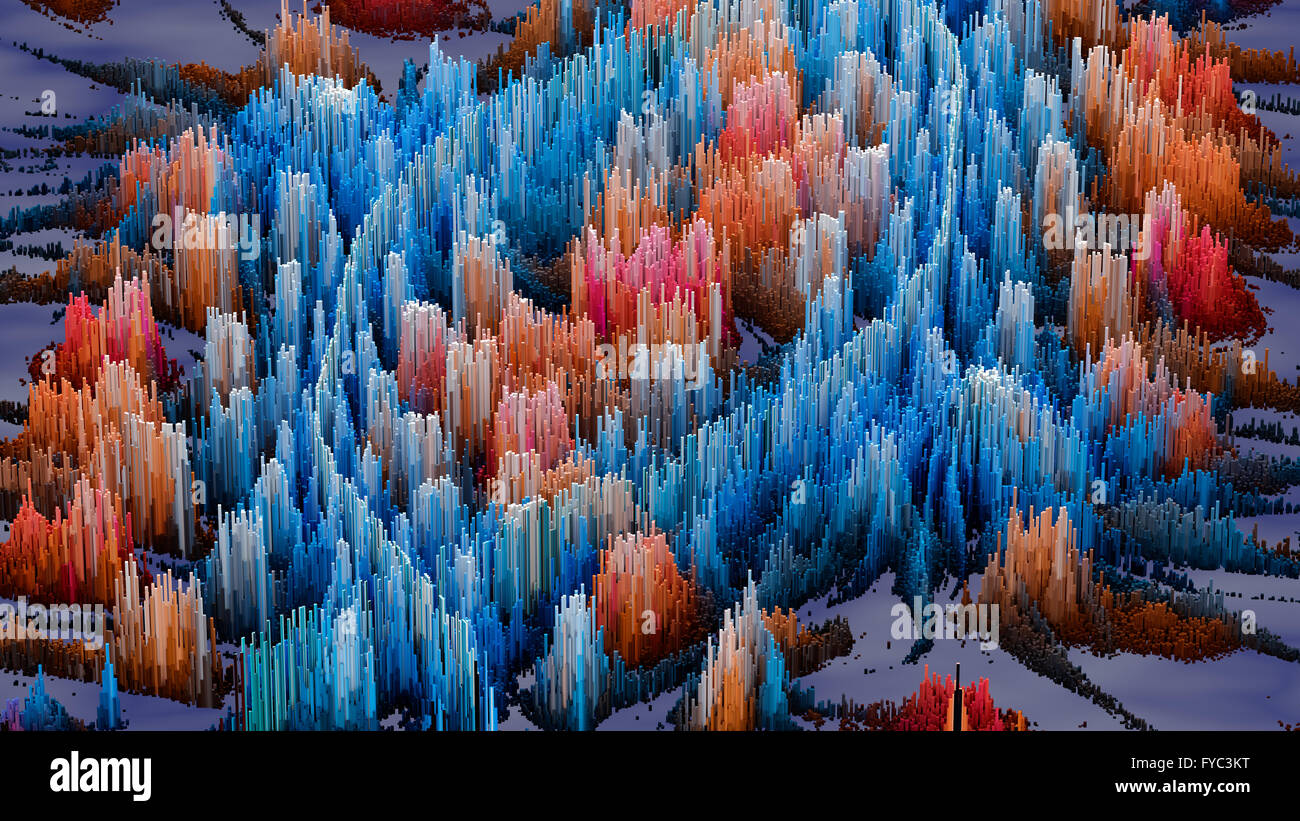 3D illustration of abstract macro render structure made of millions ...