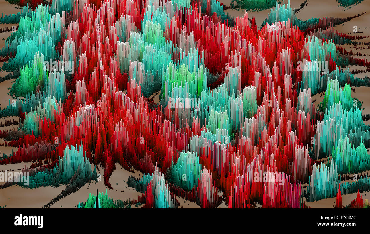 3D illustration of abstract macro render structure made of millions ...
