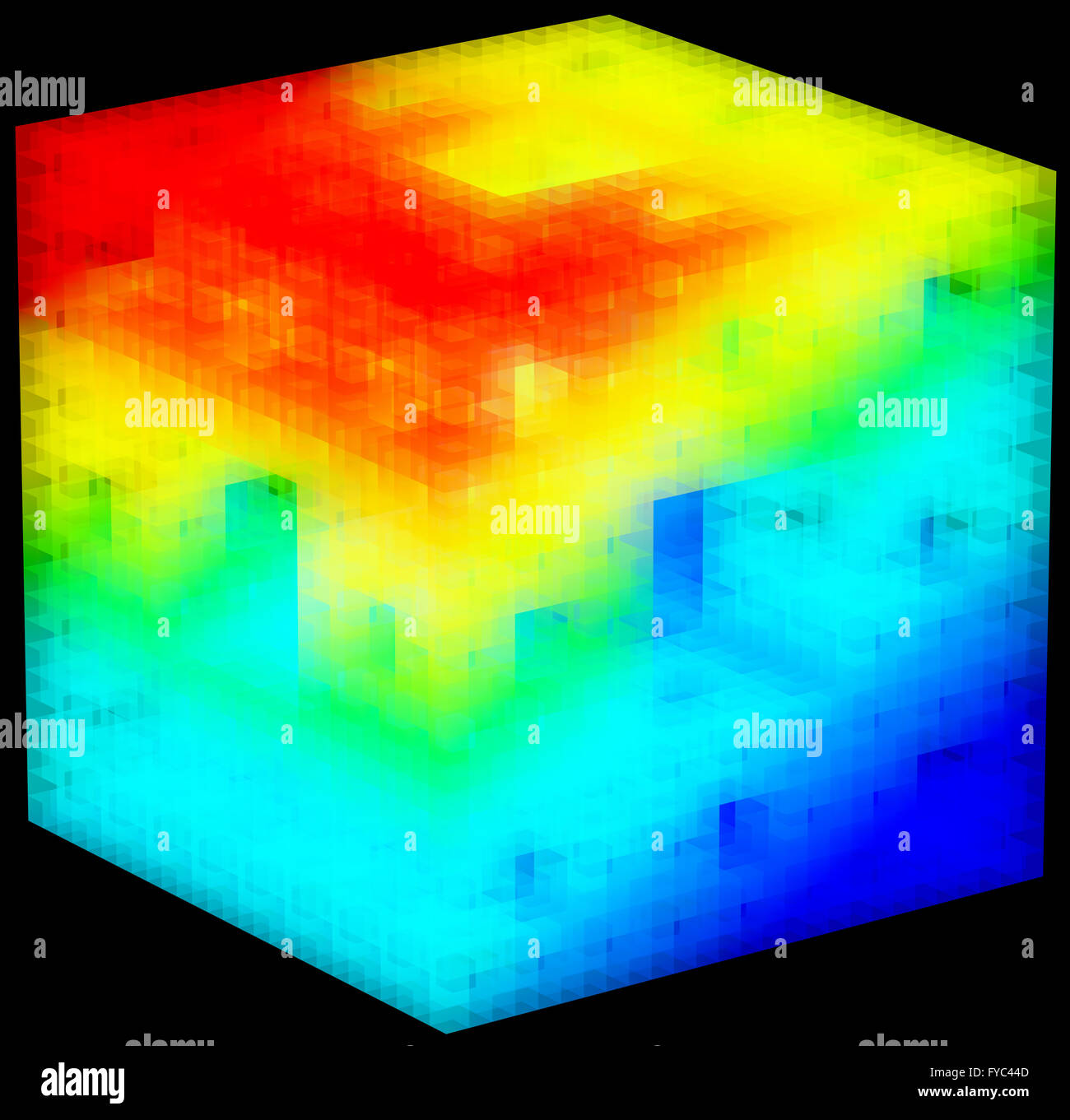 3D illustration of abstract cube construction temperature diagram Stock