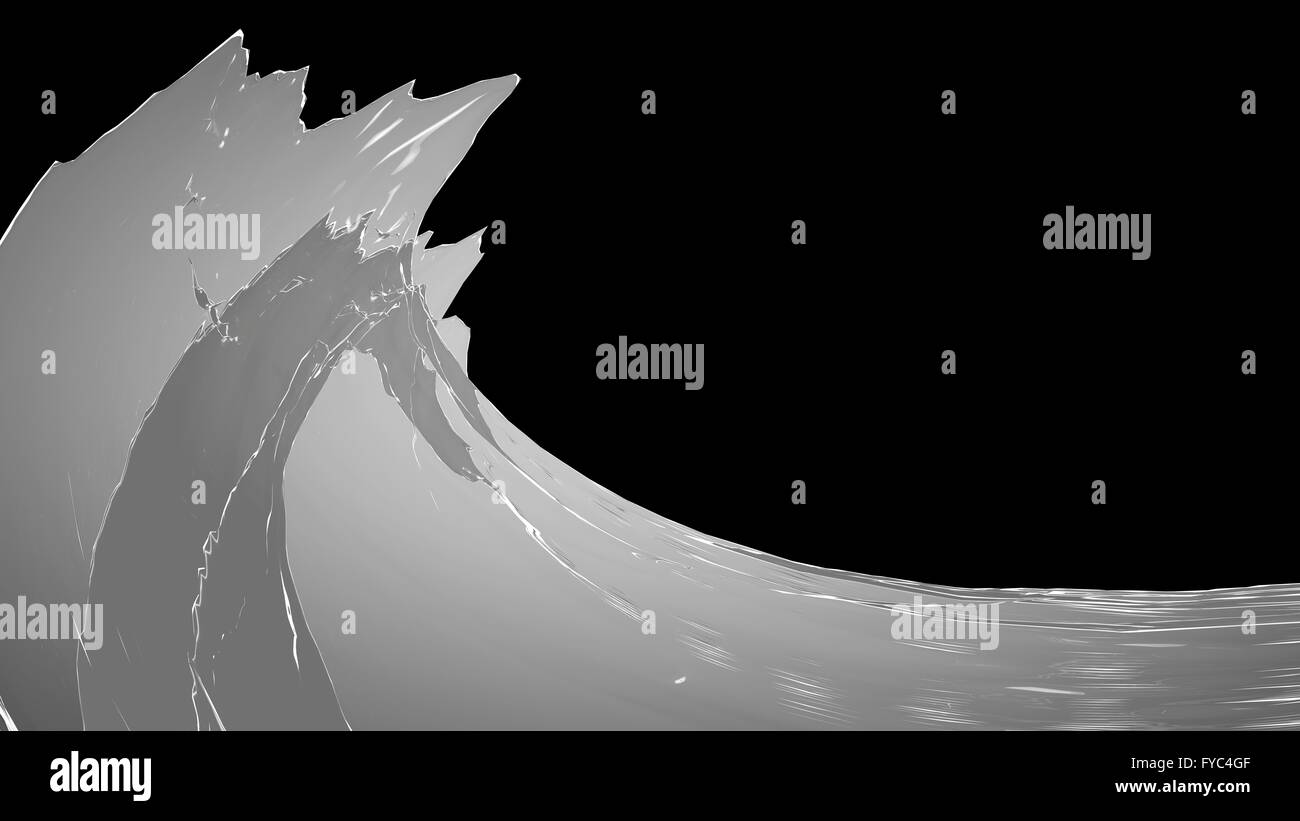 3D illustration of transparent liquid wave on black background Stock ...