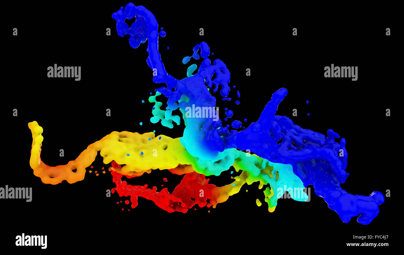 3D illustration of liquid splash motion on black background Stock Photo ...