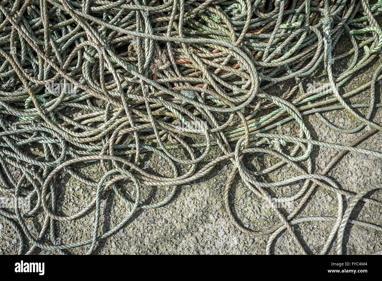 Background of layers of shipping rope. Stock Photo