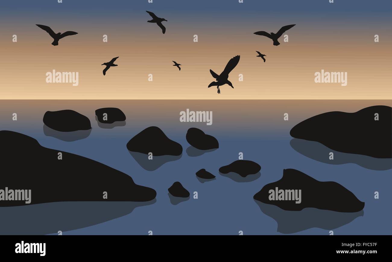 Rocks ocean beach in Stock Vector Images - Alamy