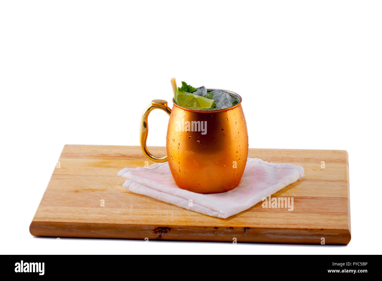 Ginger Beer Mule with lime, mint and garnishes Stock Photo