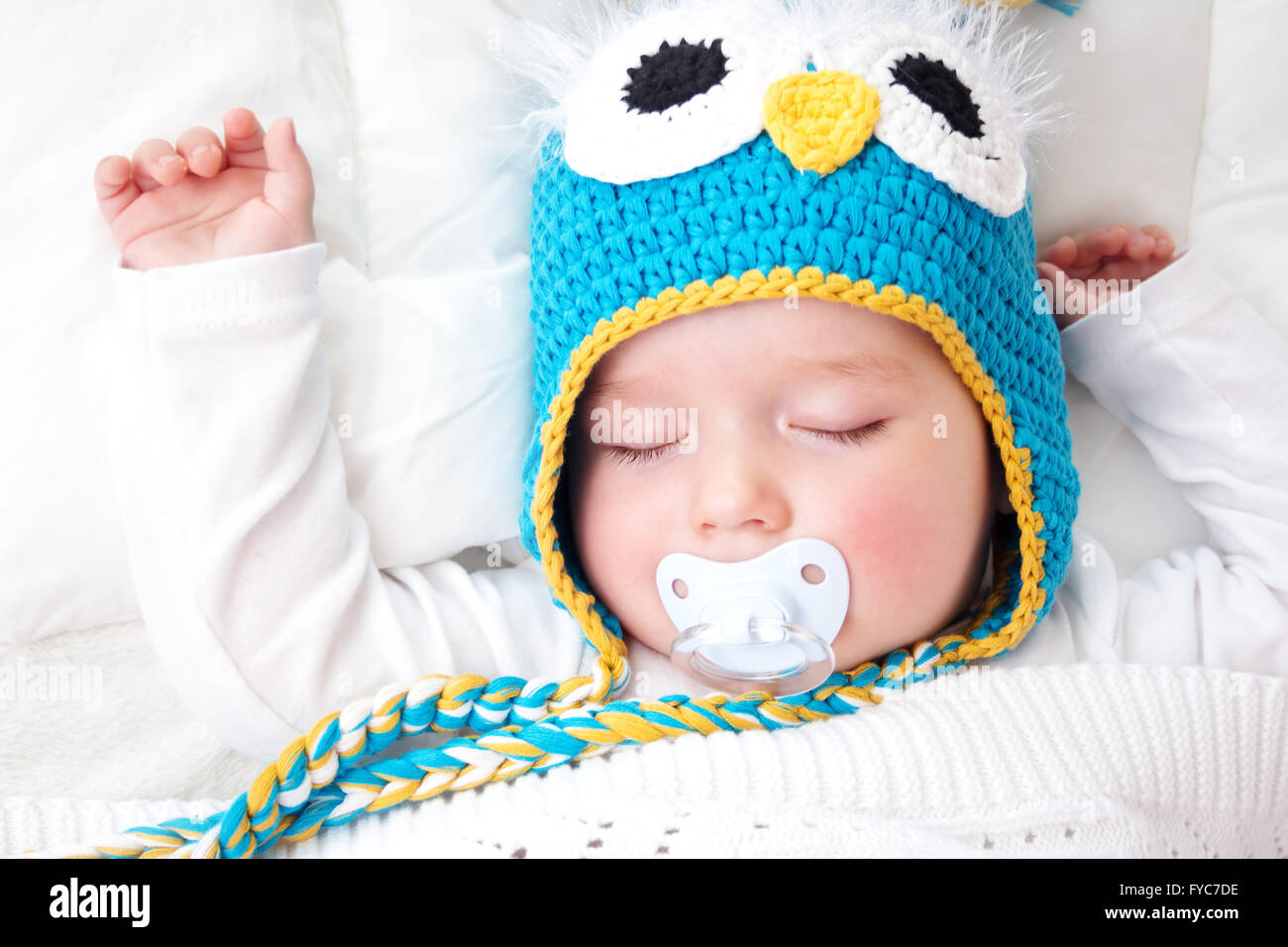 seven month old baby sleeping in the bed Stock Photo Alamy