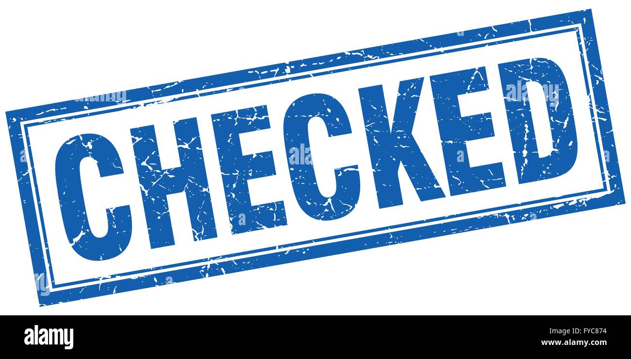 checked blue square grunge stamp on white Stock Vector Image & Art - Alamy
