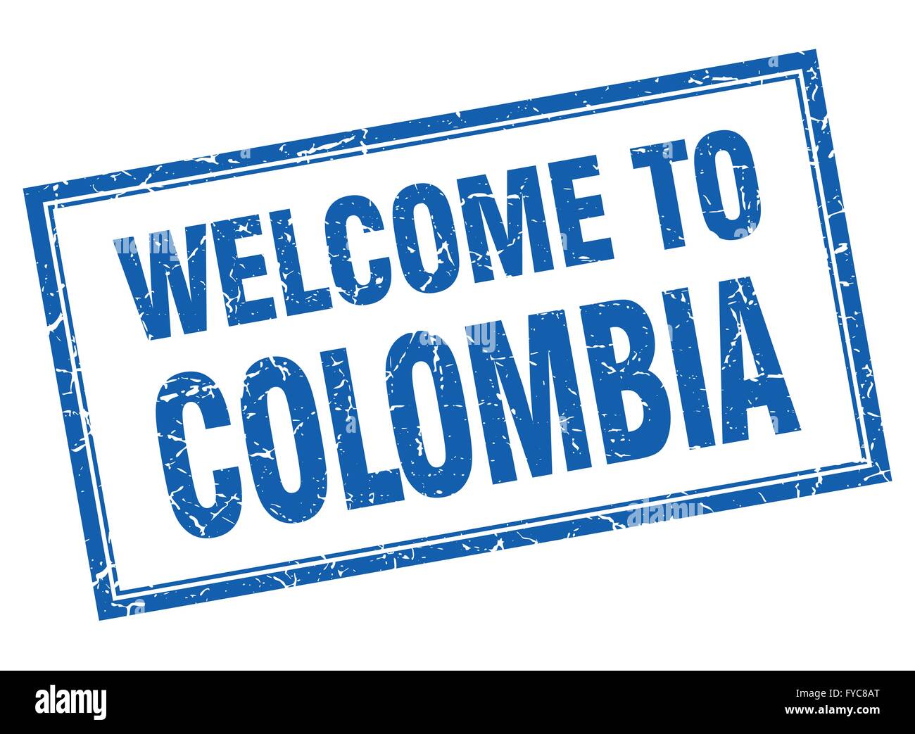 Colombia blue square grunge welcome isolated stamp Stock Vector Image ...