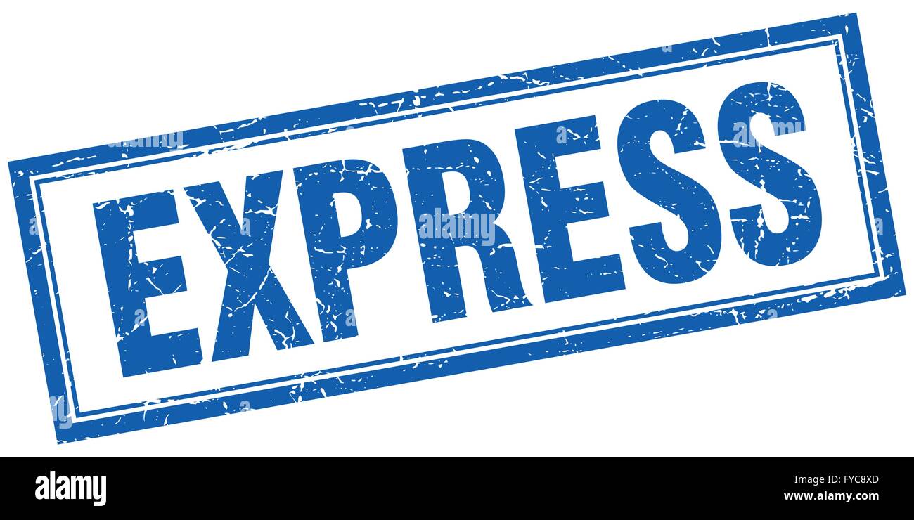express blue square grunge stamp on white Stock Vector Image & Art - Alamy