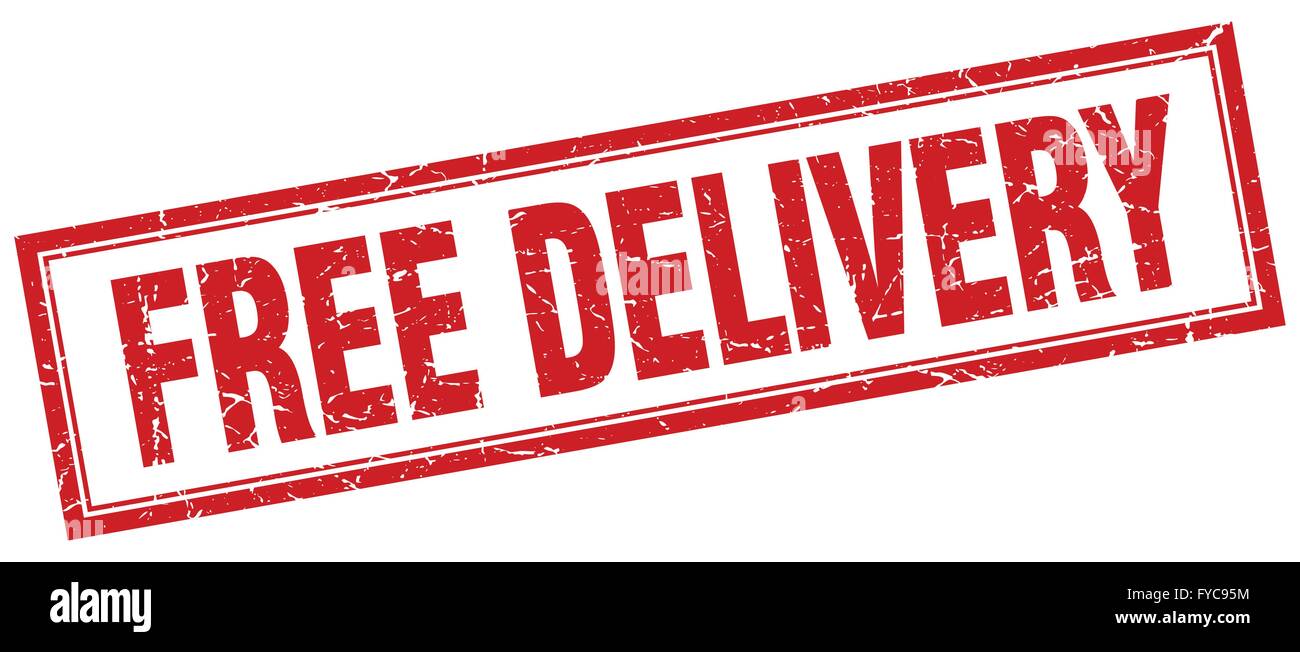 free delivery red square grunge stamp on white Stock Vector Image & Art ...
