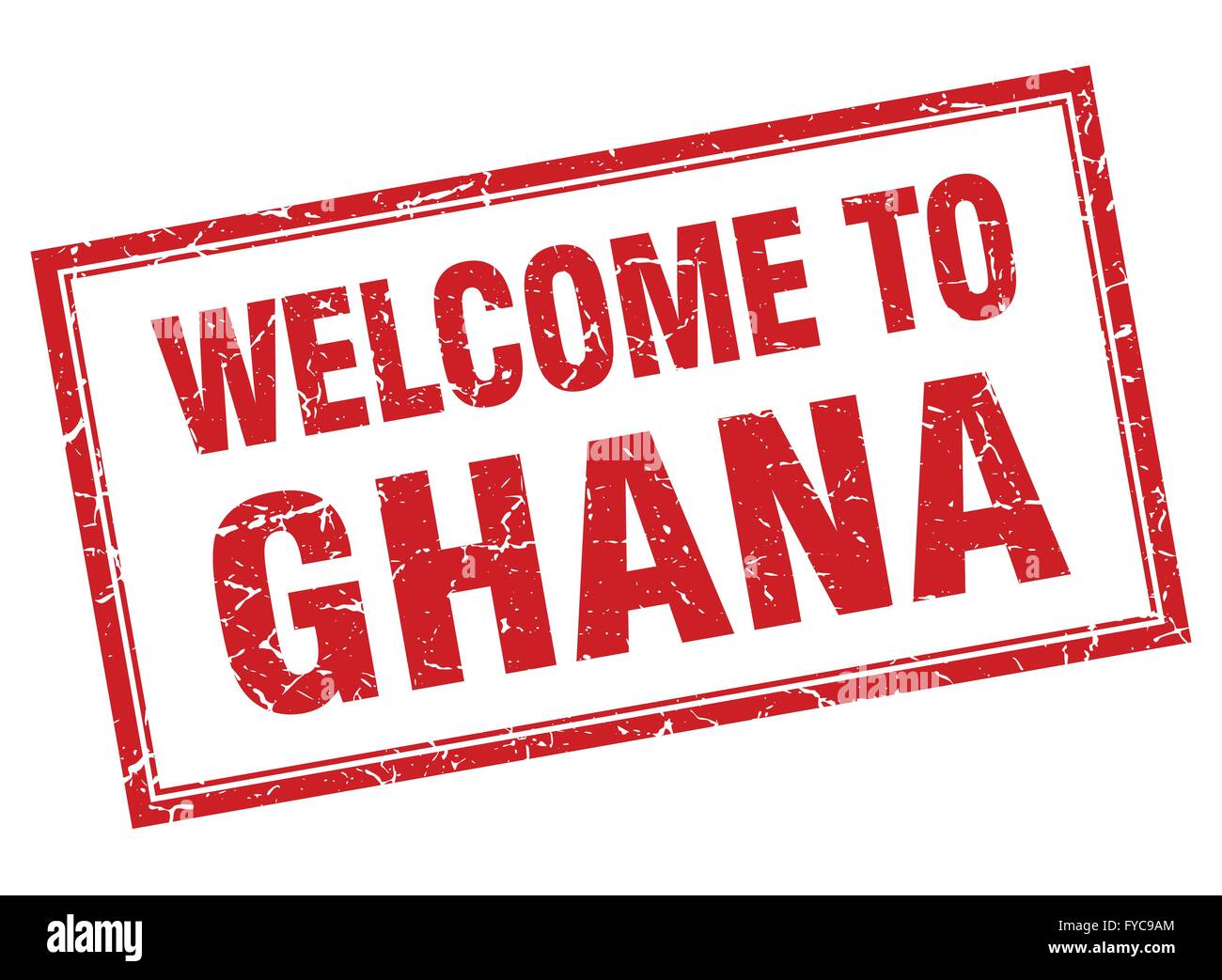 Ghana red square grunge welcome isolated stamp Stock Vector Image & Art ...