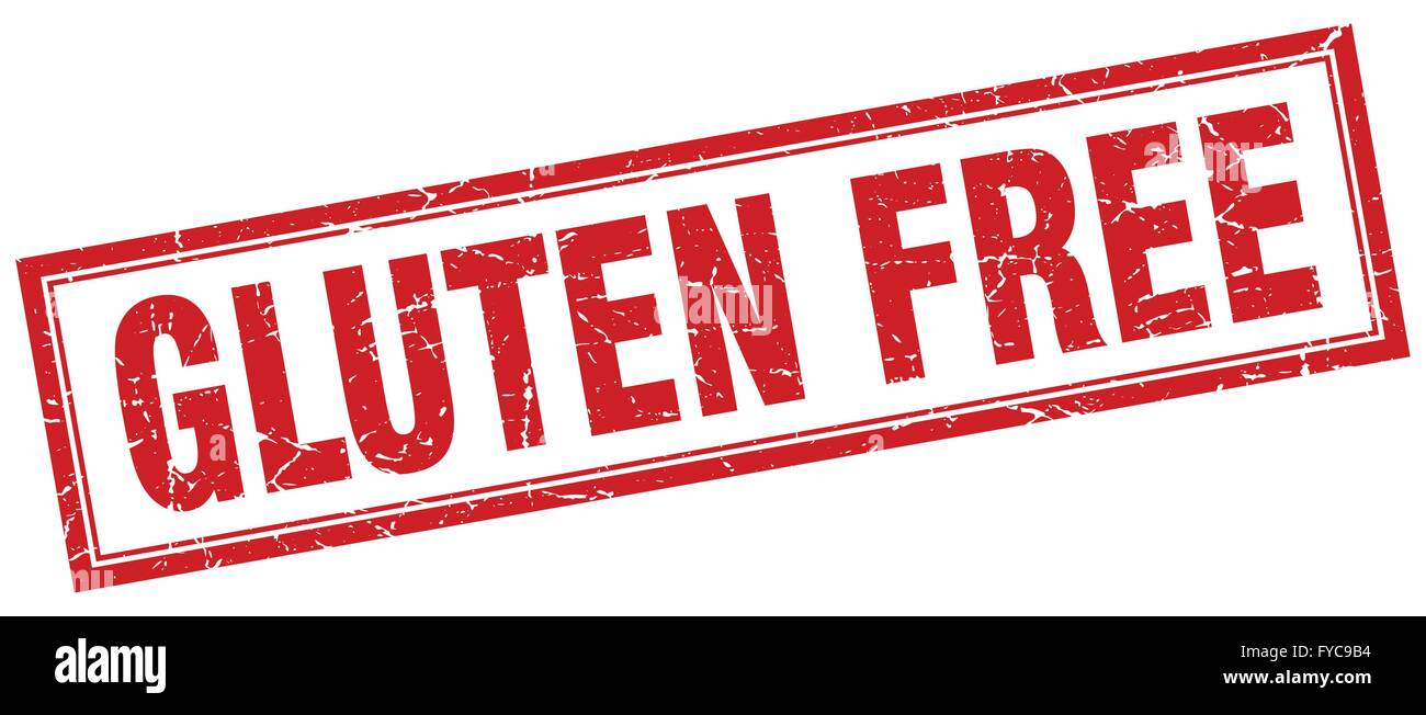 gluten free red square grunge stamp on white Stock Vector Image & Art