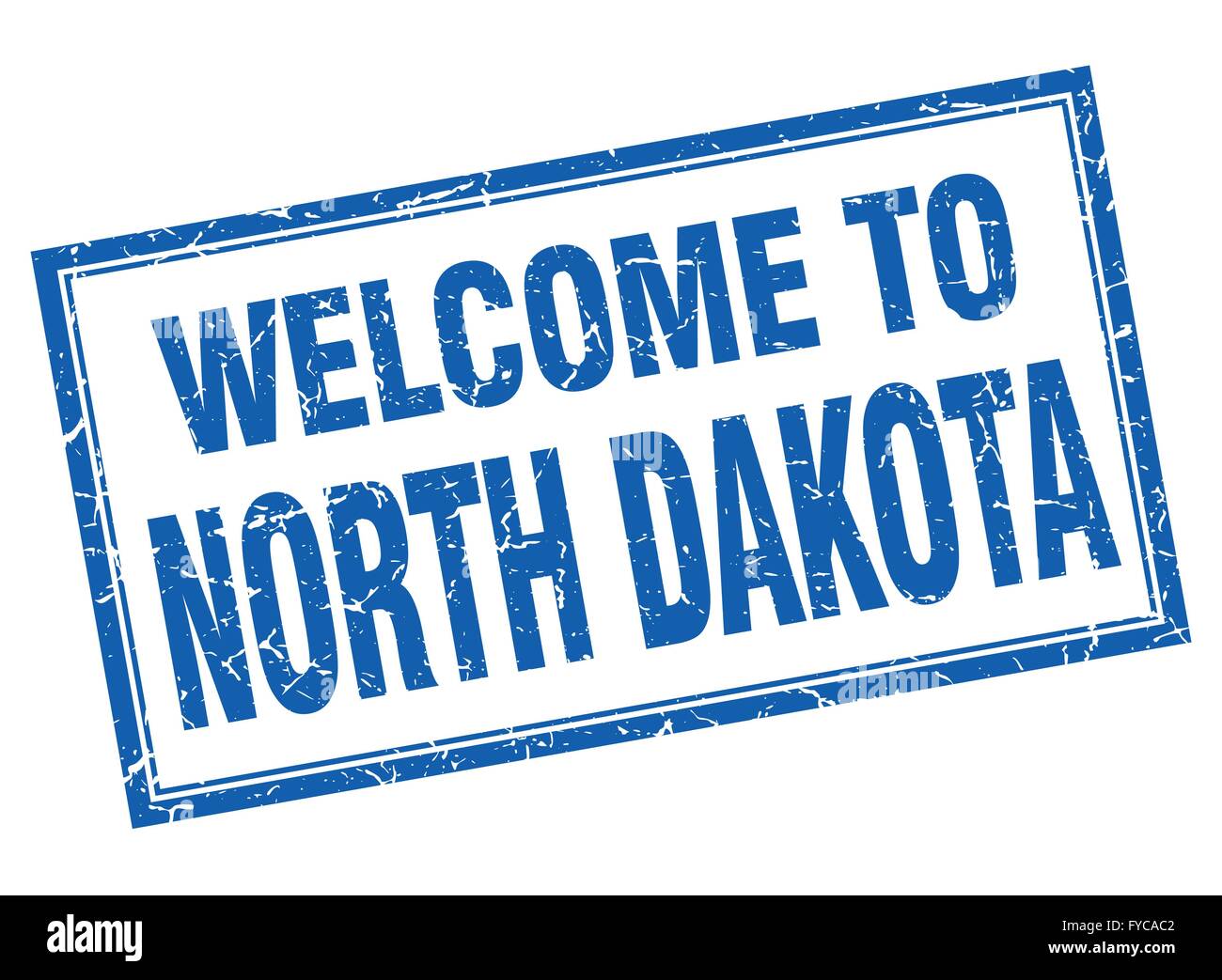North Dakota blue square grunge welcome isolated stamp Stock Vector