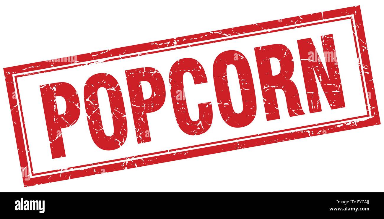 popcorn red square grunge stamp on white Stock Vector Image & Art - Alamy