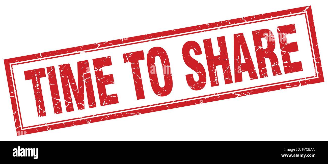 time to share red square grunge stamp on white Stock Vector