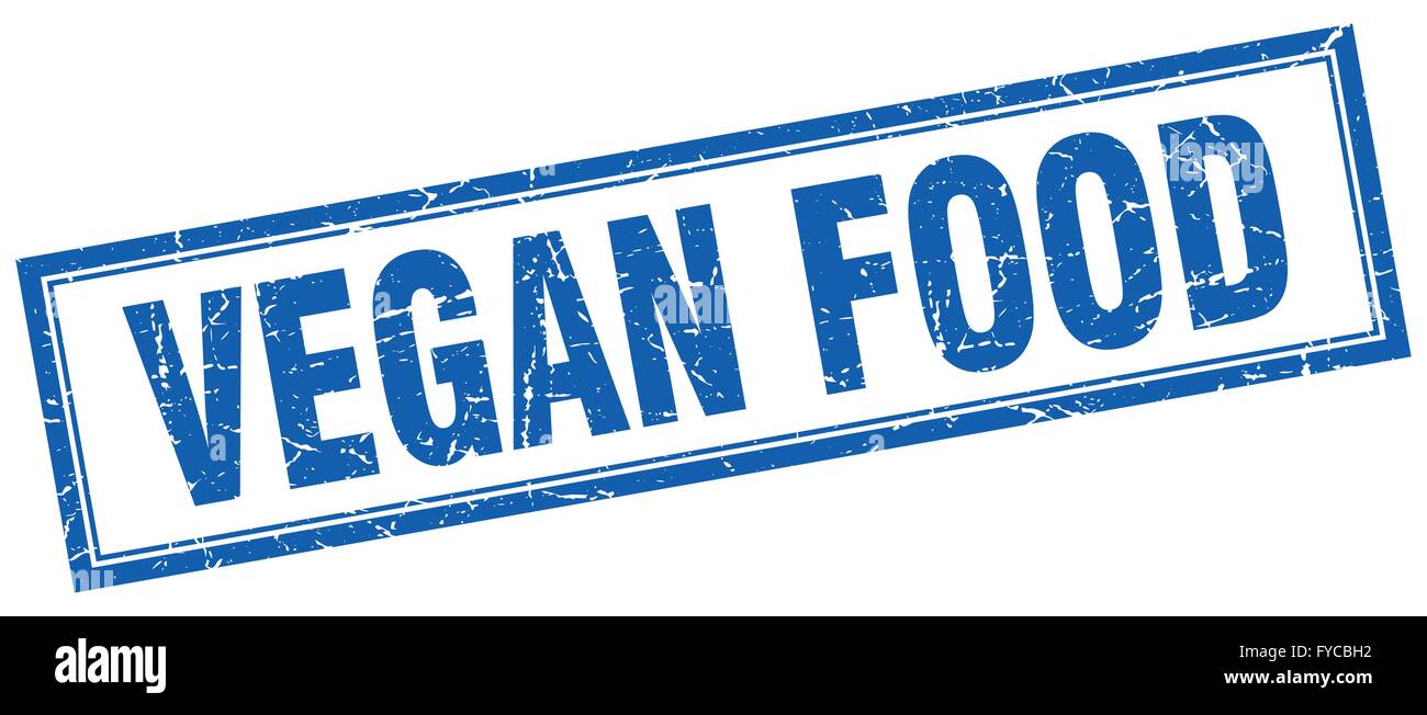 vegan food blue square grunge stamp on white Stock Vector Image & Art ...