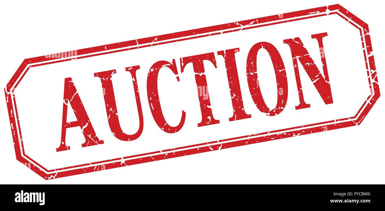 auction square red grunge vintage isolated label Stock Vector Image ...