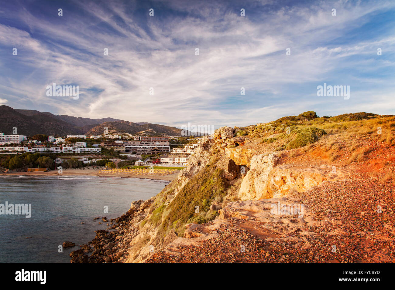 Image of the hilly landscape of south east Crete, Greece. Stock Photo