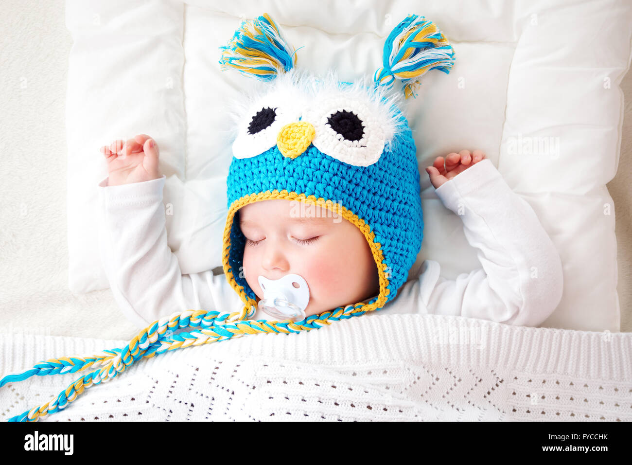 seven month old baby sleeping in the bed Stock Photo Alamy