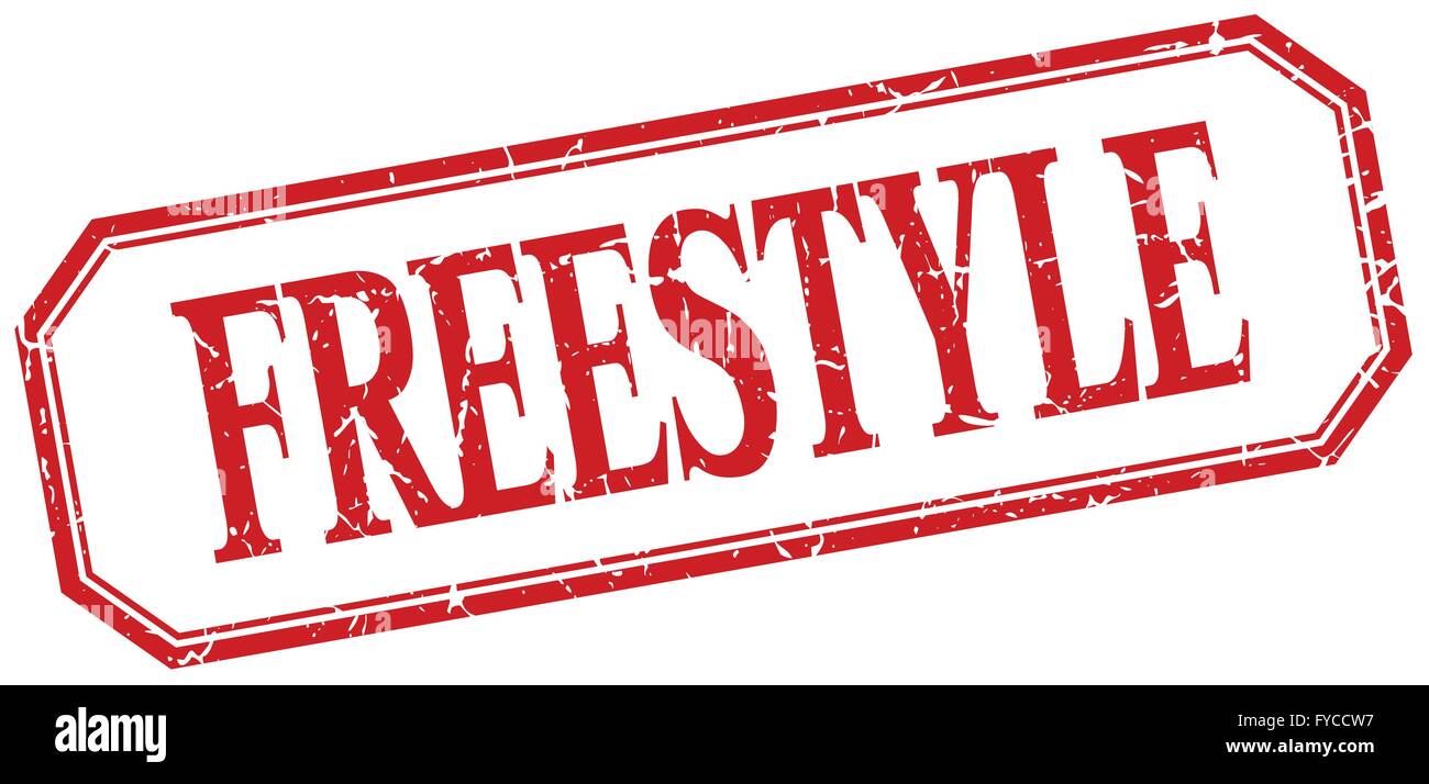 freestyle square red grunge vintage isolated label Stock Vector Image ...