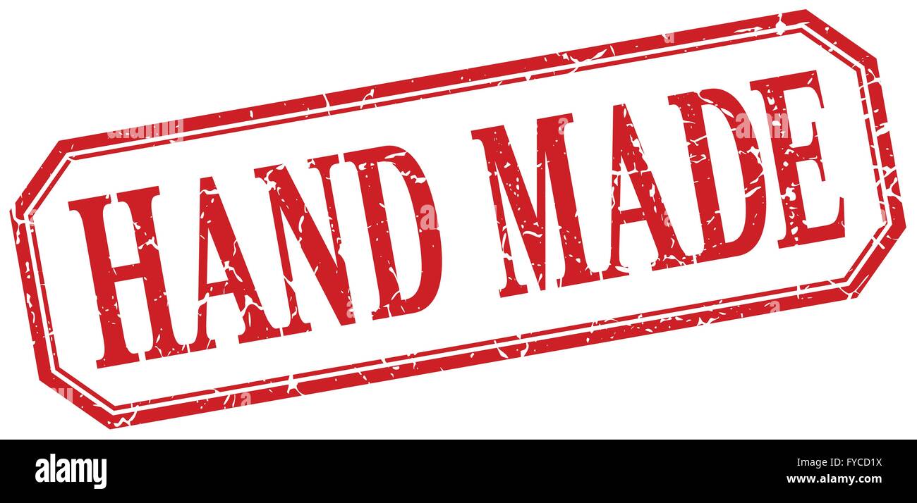 hand made square red grunge vintage isolated label Stock Vector Image ...