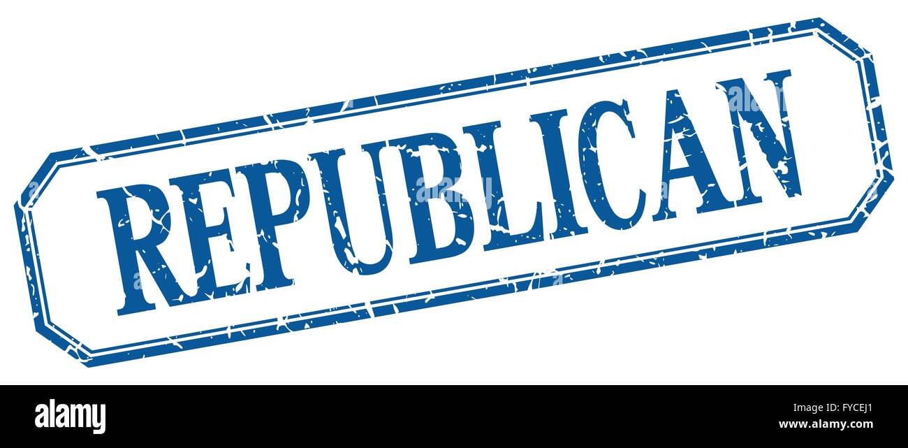 republican square blue grunge vintage isolated label Stock Vector Image ...