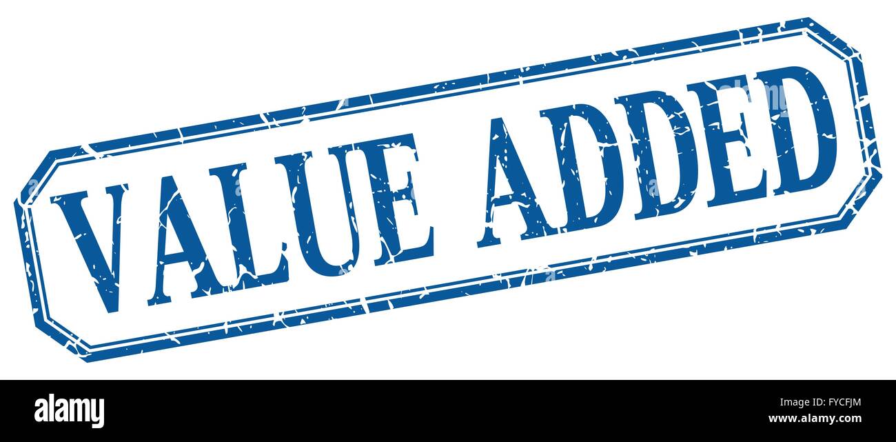 value added square blue grunge vintage isolated label Stock Vector ...