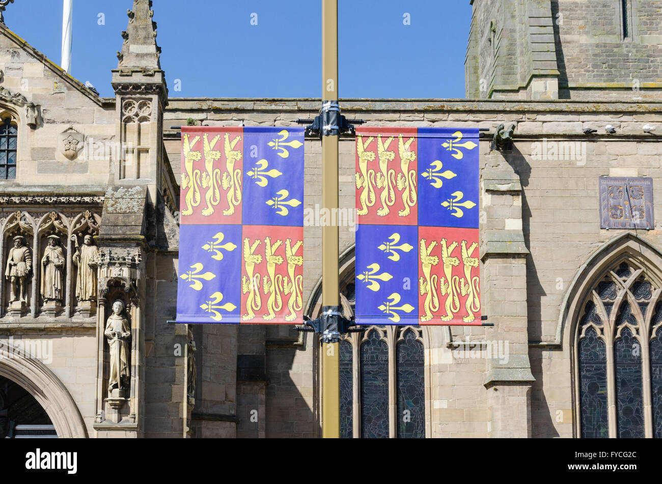 Richard lll coat of arms as Duke of Gloucester, hanging near Leicester Cathedral Stock Photo