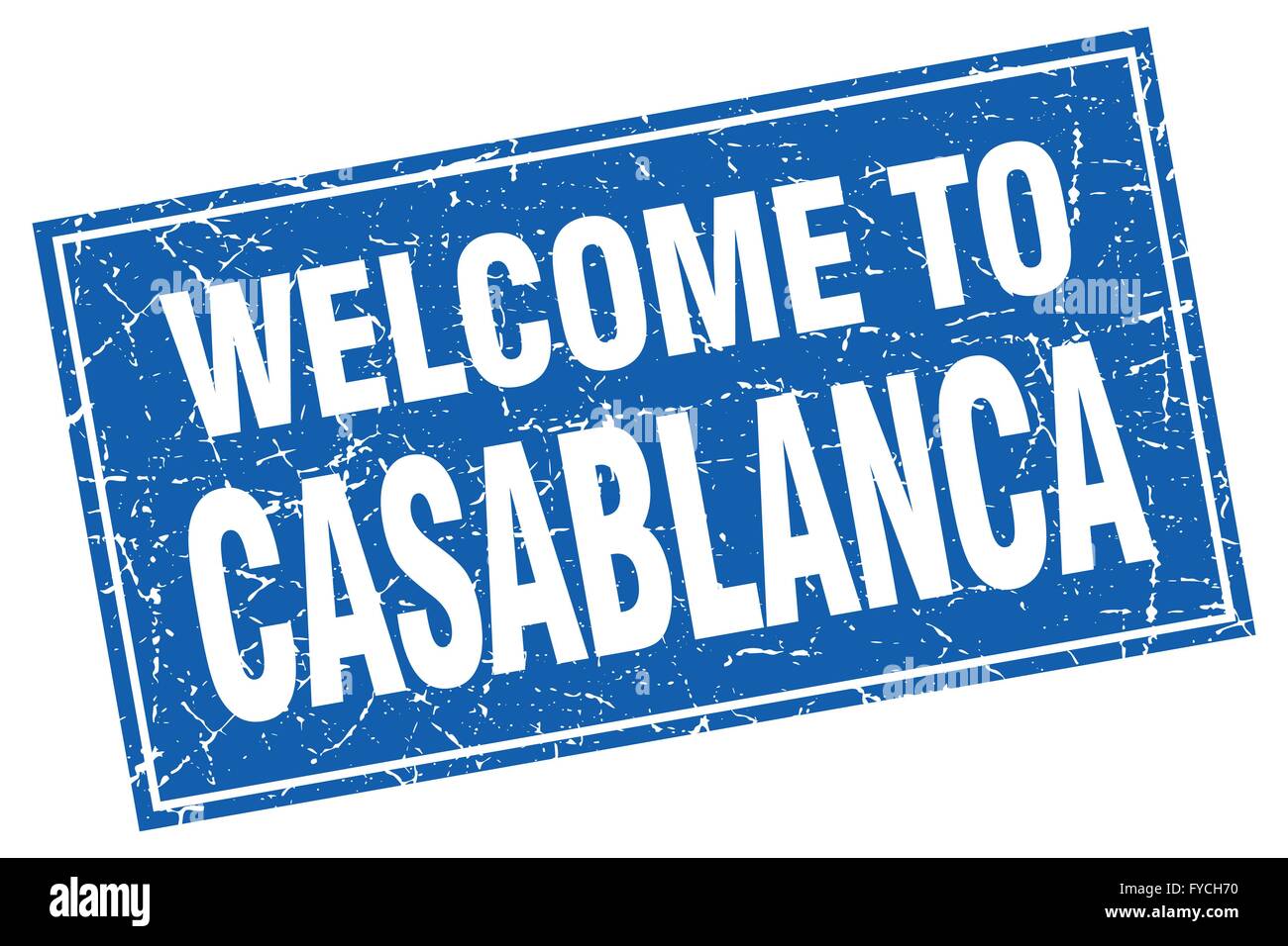 Casablanca blue square grunge welcome to stamp Stock Vector Image & Art ...