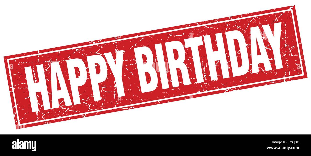 happy birthday red square grunge stamp on white Stock Vector Image ...