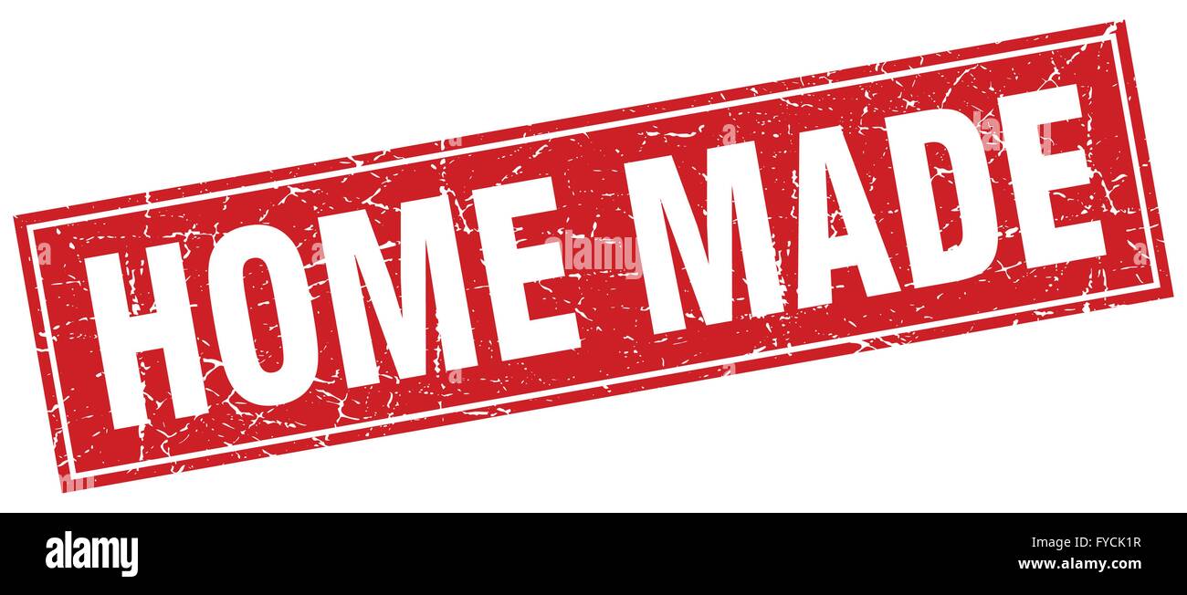 home made red square grunge stamp on white Stock Vector Image & Art - Alamy