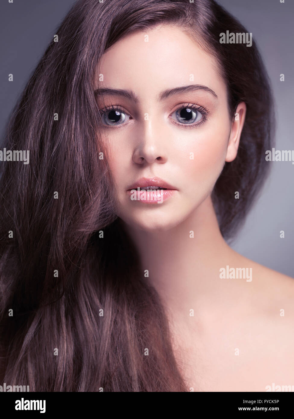 Woman S Face Retouched In Japanese Anime Style Stock Photo
