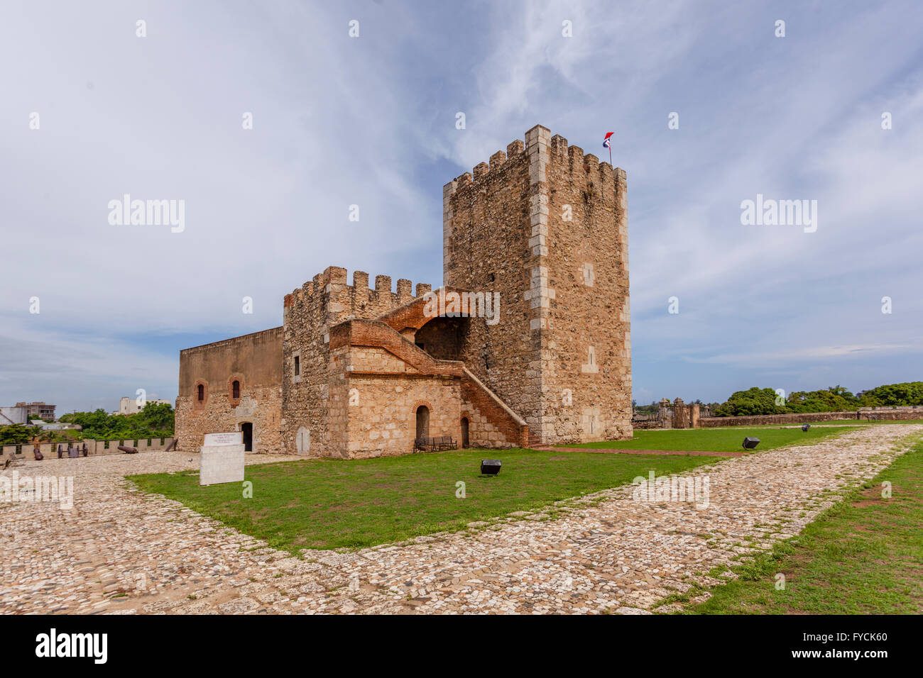 Fortaleza Ozama, Torre De Homenaje, XVI century, Unesco World Heritage Site Zona Colonial, Santo Domingo City Stock Photo