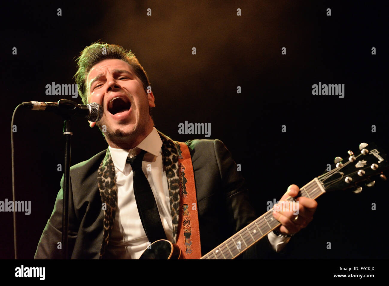 BARCELONA - MAY 15: Eli Paperboy Reed, singer and songwriter, performs at Barts stage on May 15, 2014 in Barcelona, Spain. Stock Photo