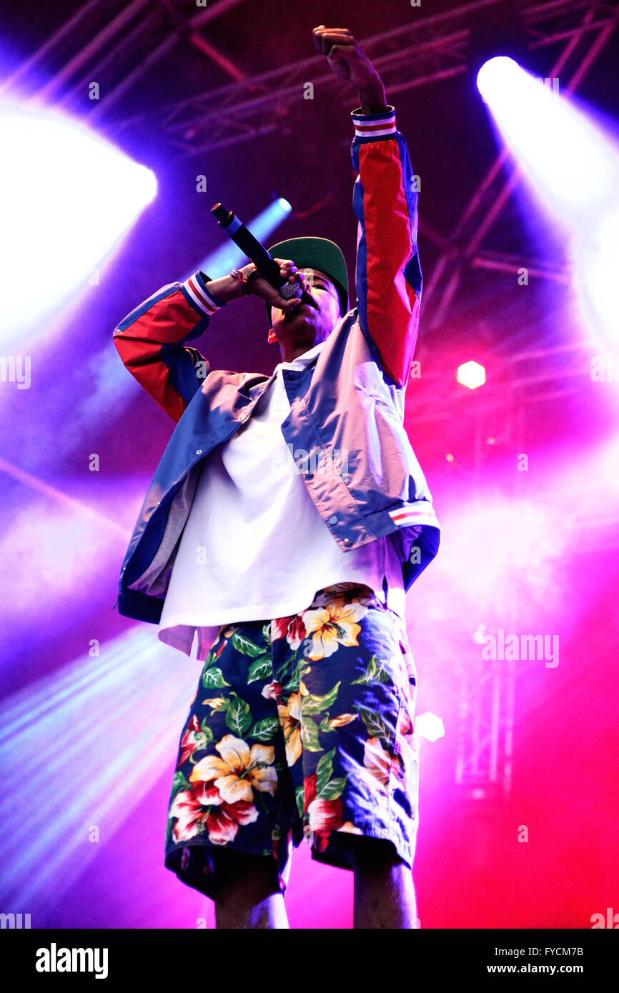 BARCELONA - MAY 29: Earl Sweatshirt (American rapper and member of the hip hop collective Odd Future). Stock Photo