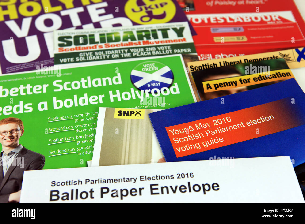Scottish Parliamentary Elections 2016 leaflets Stock Photo
