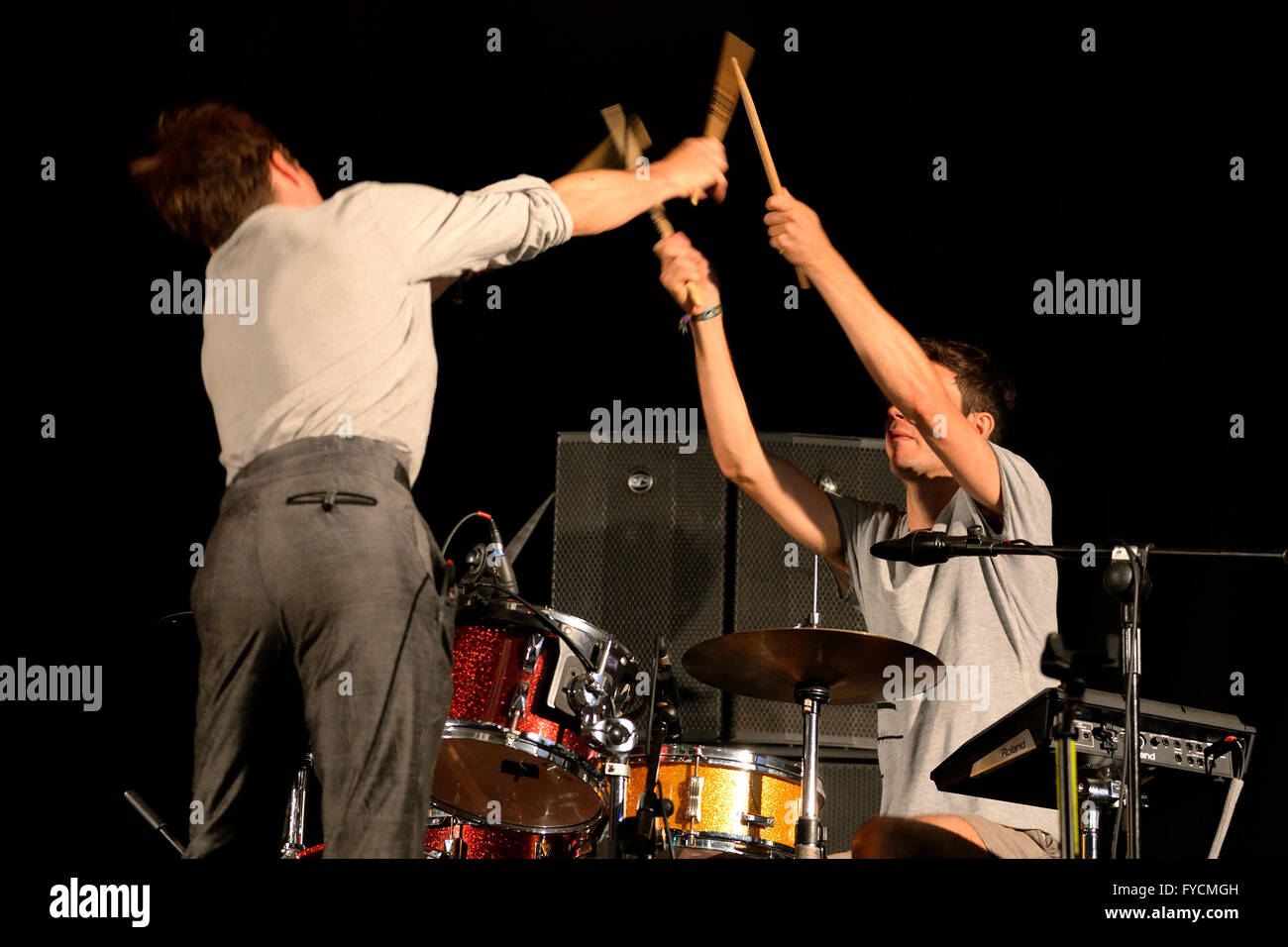 BENICASSIM, SPAIN - JULY 19 Manic Street Preachers (rock band) performs at FIB Festival on July 19, 2014 in Benicassim, Spain. Stock Photo