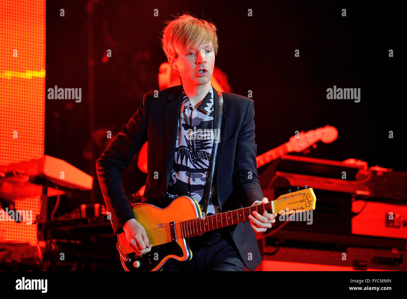 MADRID - SEP 13: Beck (legendary musician, singer and songwriter) performance at Dcode Festival. Stock Photo