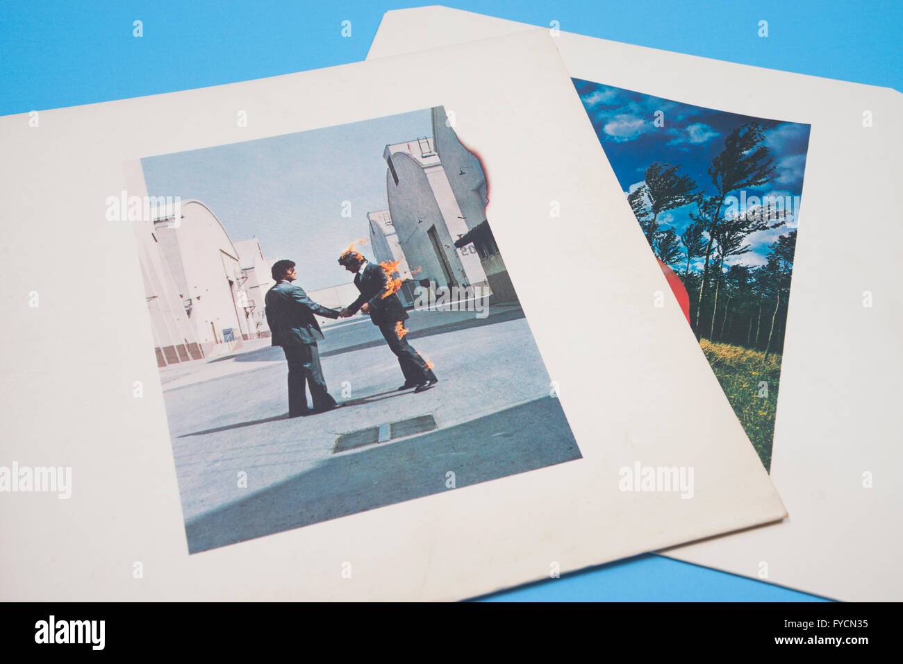 Wish you were here album on vinyl by Pink Floyd with original sleeve artwork Stock Photo