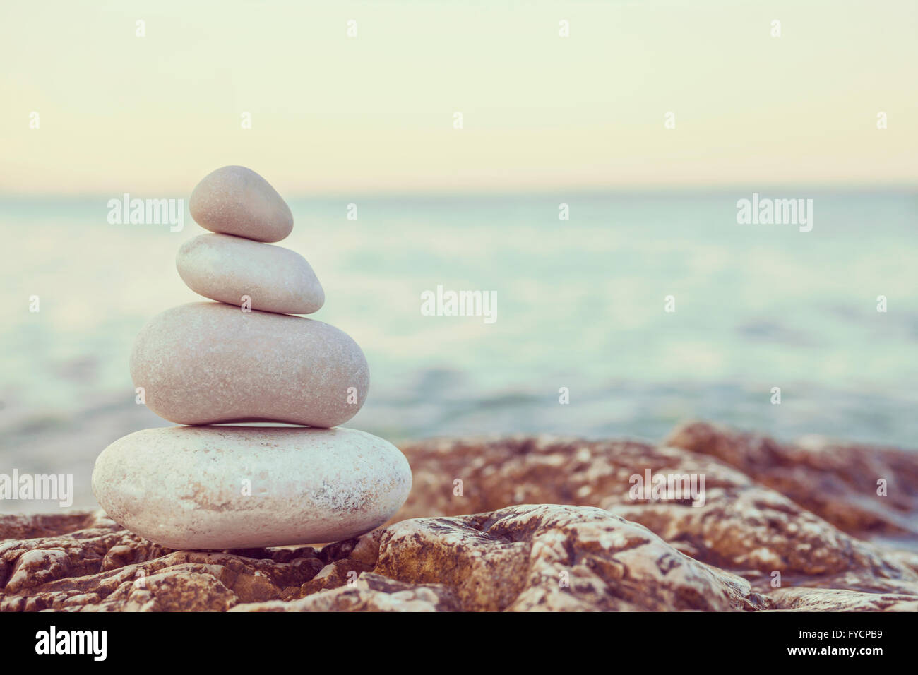 Instagram Filter Style Tower Of Stones Piles On Top Of A