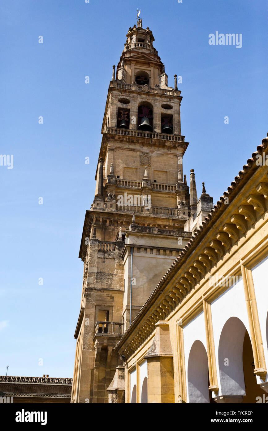 The Bell Tower, also called the Tower of Alminar, of the Mosque-Cathedral of Cordoba, Spain Stock Photo